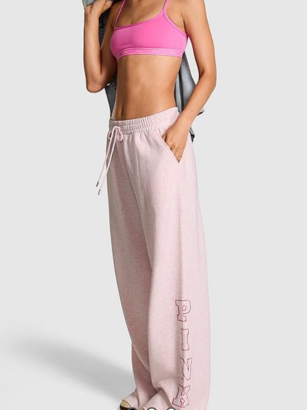 Victoria's Secret Metallic Light Pink Wide Leg Sweatpants Size Medium